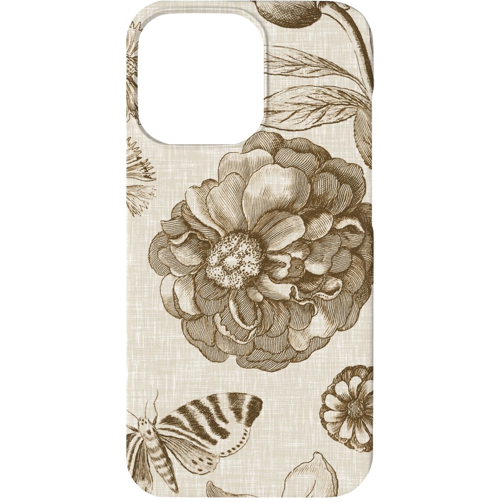 Windsor Botanical in Oyster Phone Case, Silicone Liner Case, Matte, iPhone 13 Mini, Brown