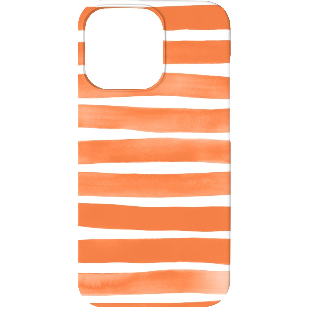 Imperfect Watercolor Stripes Phone Case, Silicone Liner Case, Matte, iPhone 13 Mini, Orange