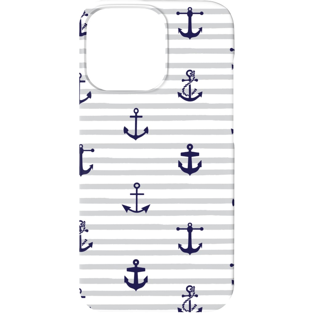 Anchors Away - Black on Gray Stripes Phone Case, Silicone Liner Case, Matte, iPhone 13 Mini, Gray