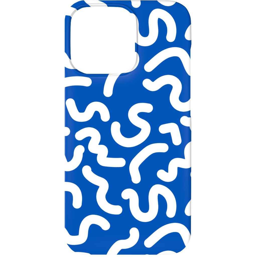 Dark Squiggles - Blue Phone Case, Silicone Liner Case, Matte, iPhone 13 Mini, Blue