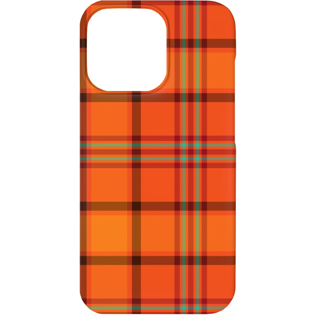 Orange With Black Plaid Phone Case, Silicone Liner Case, Matte, iPhone 13 Mini, Orange