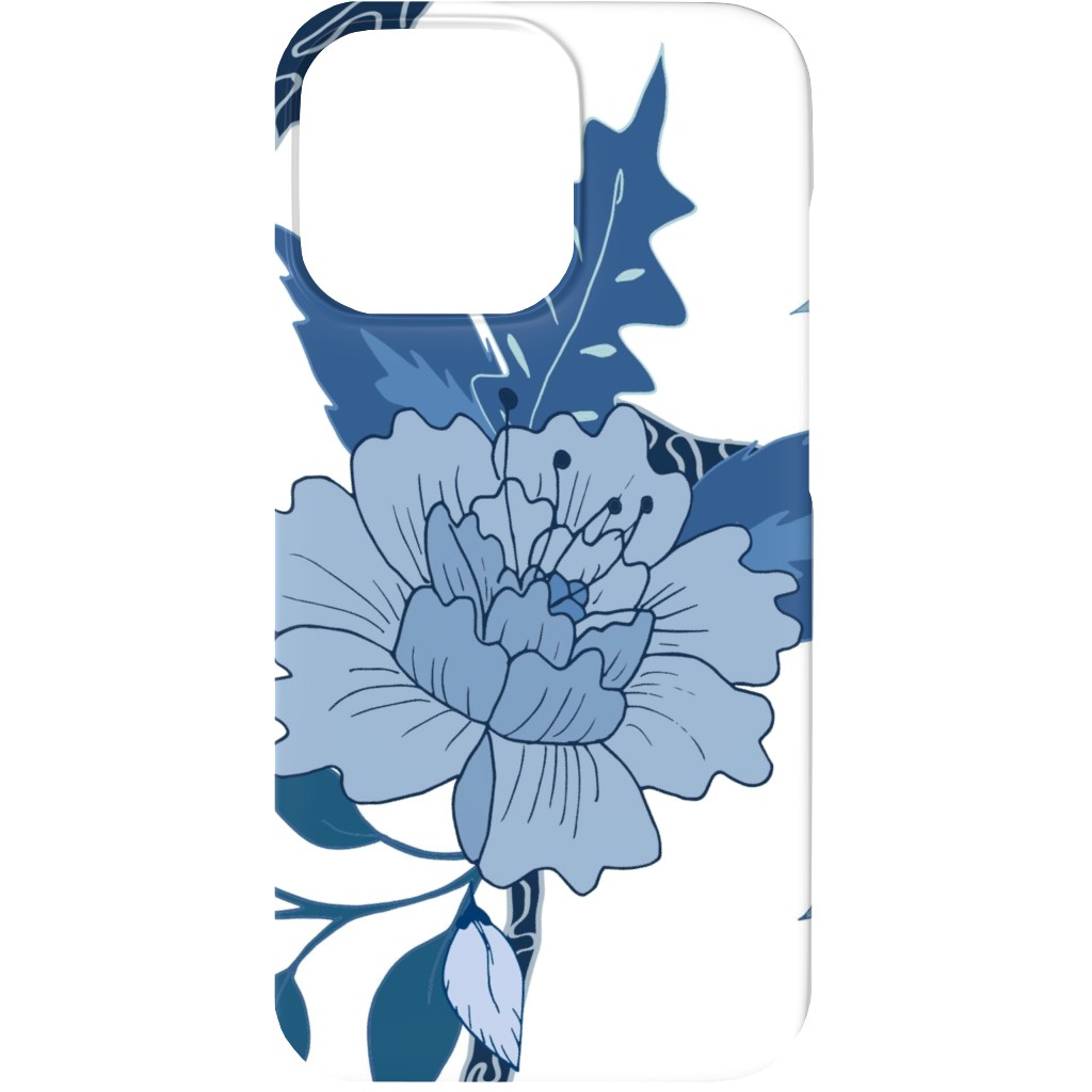 Peony Branch Mural Phone Case, Silicone Liner Case, Matte, iPhone 13 Mini, Blue