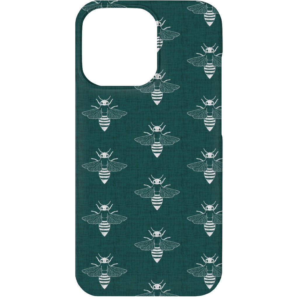 Bees in Flight - Green Phone Case, Silicone Liner Case, Matte, iPhone 13 Mini, Green