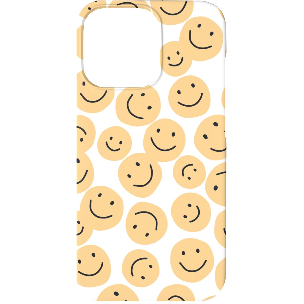 Happy Smiley Faces - Yellow Phone Case, Slim Case, Matte, iPhone 13 Mini, Yellow