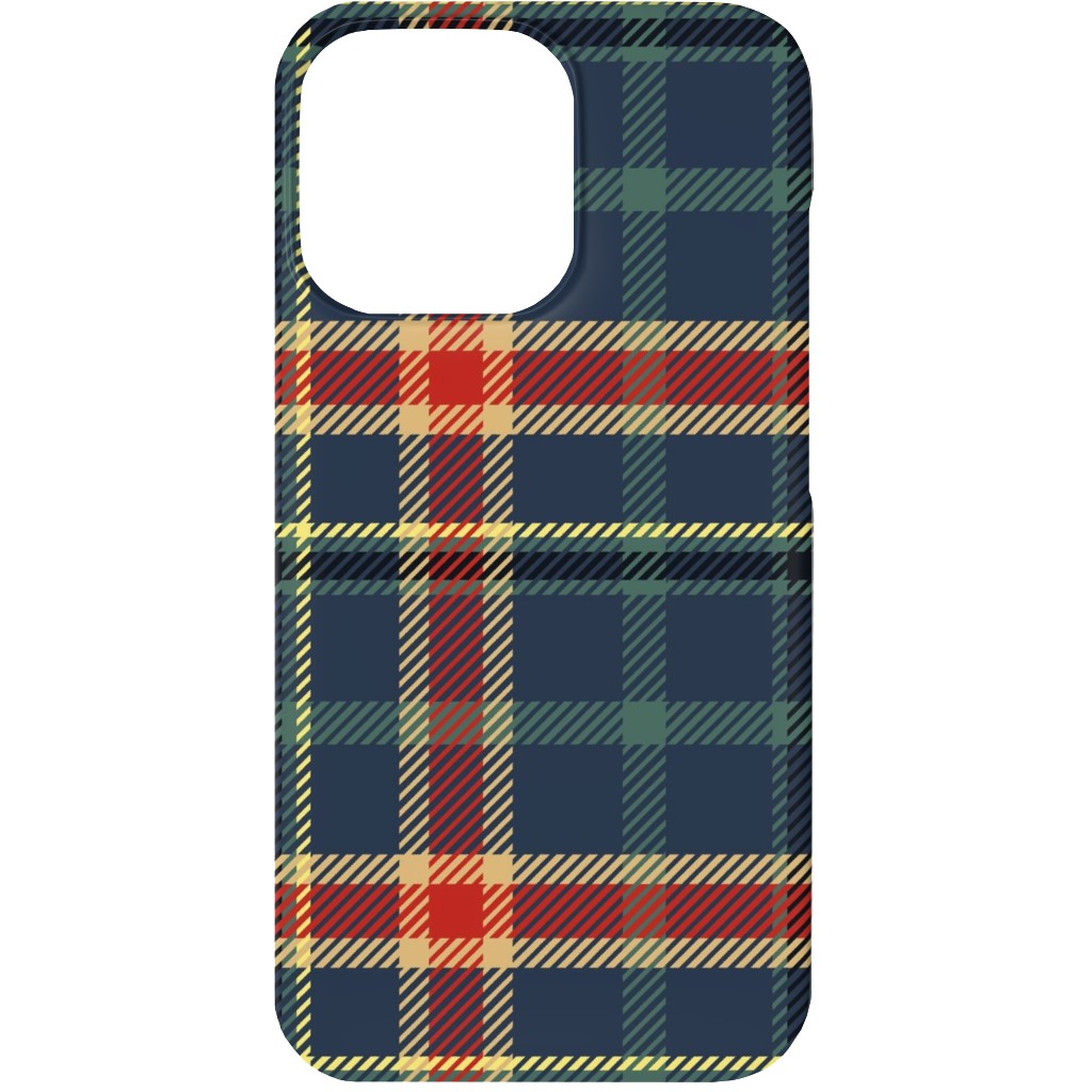 Navy Blue and Pine Plaid Phone Case, Slim Case, Matte, iPhone 13 Mini, Multicolor