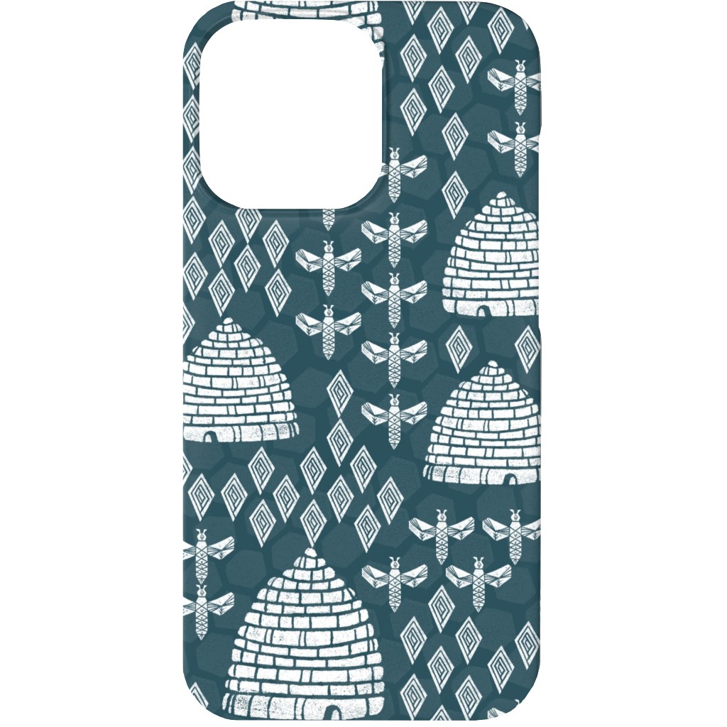 Vintage Bees and Hives - Blue Phone Case, Slim Case, Matte, iPhone 13 Mini, Green