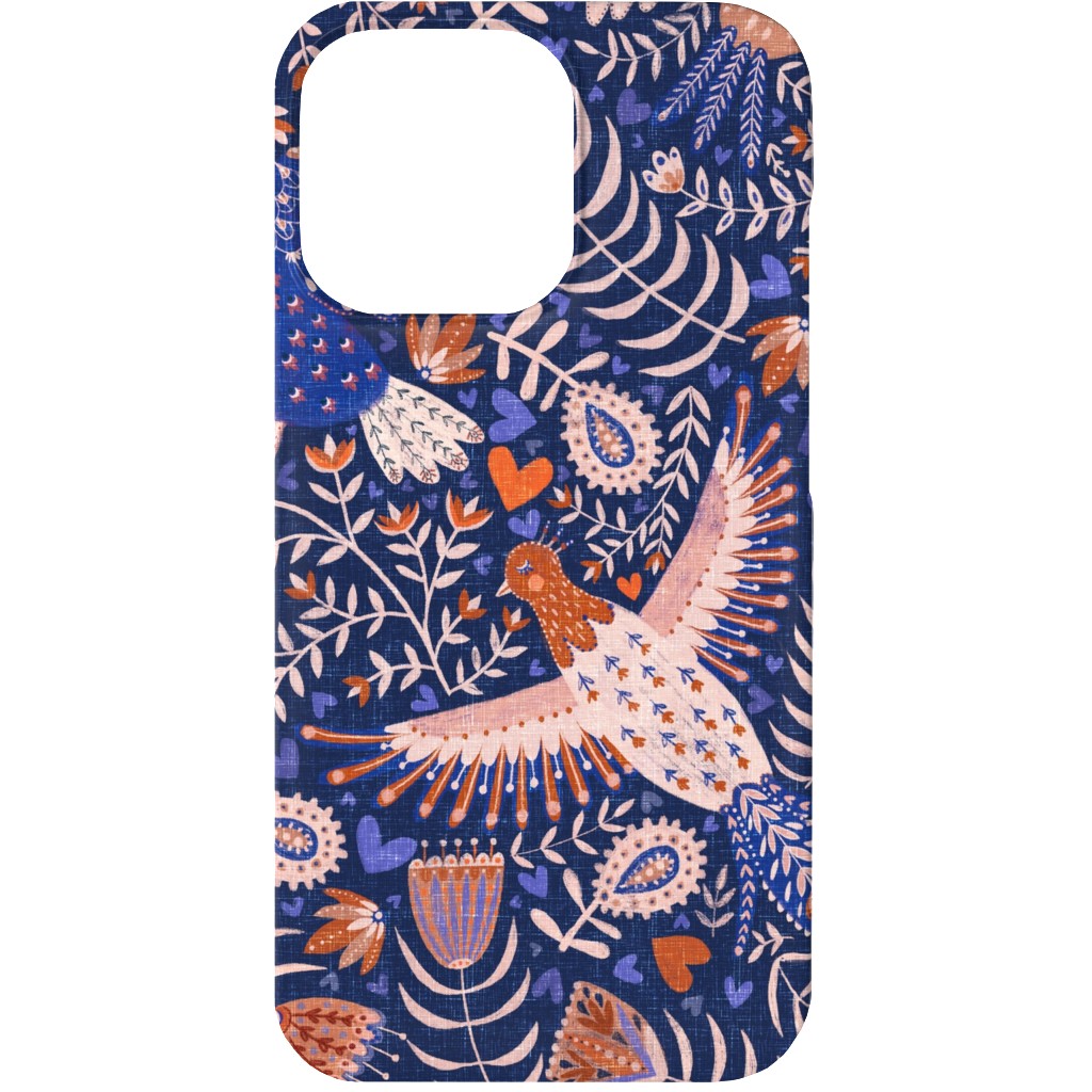 Swedish Folk Art Birds - Blue Phone Case, Slim Case, Matte, iPhone 13 Mini, Blue