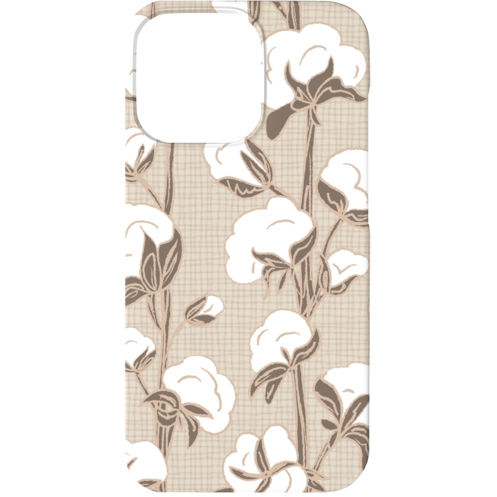 Cotton Stalk Stripe - Brown Phone Case, Slim Case, Matte, iPhone 13 Mini, Beige