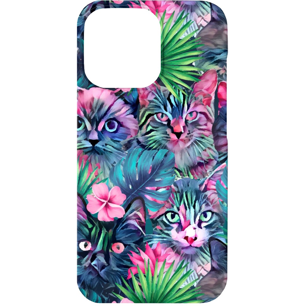 Summer Floral Cats - Multi Phone Case, Slim Case, Matte, iPhone 13 Mini, Multicolor