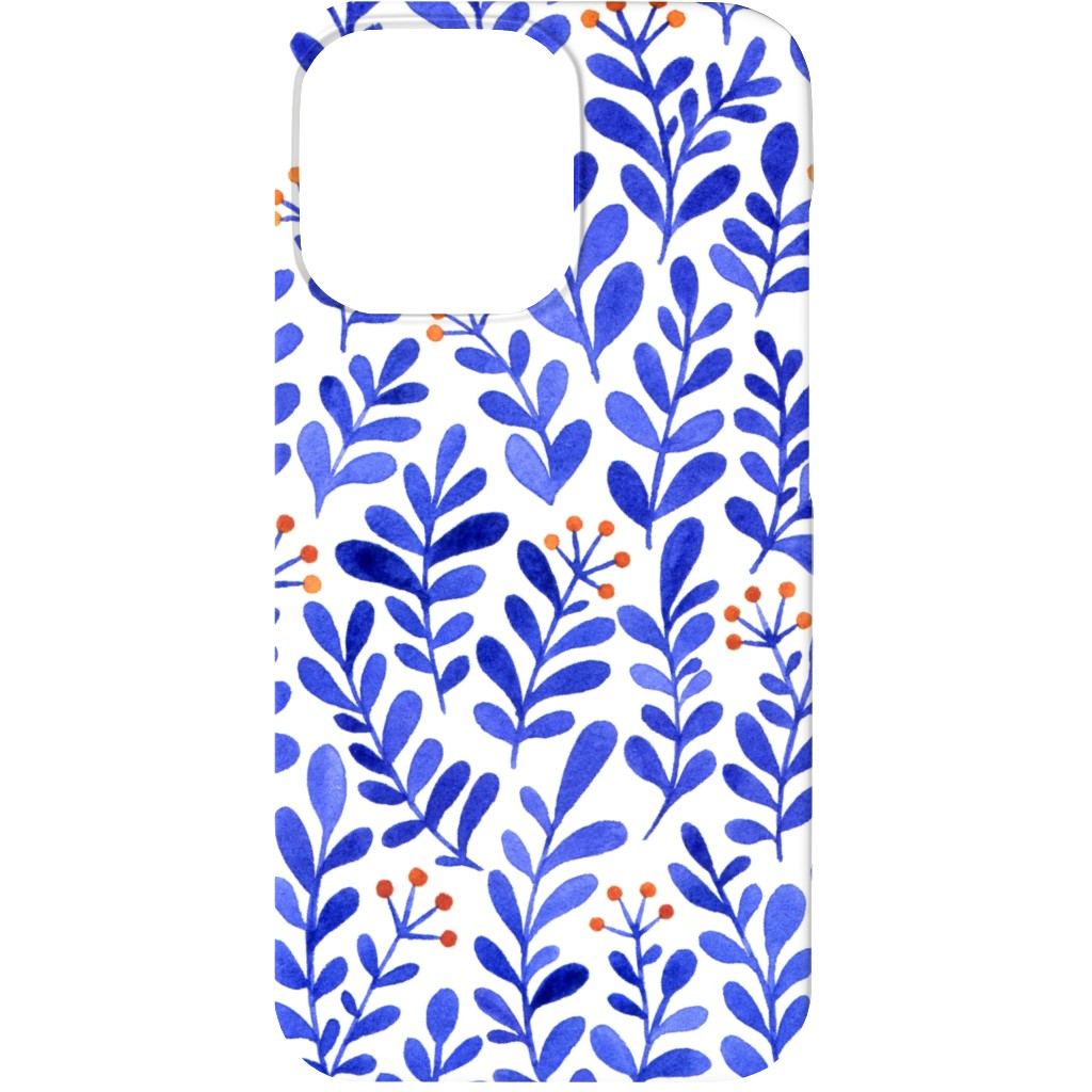 Leaves - Blue Phone Case, Slim Case, Matte, iPhone 13 Mini, Blue
