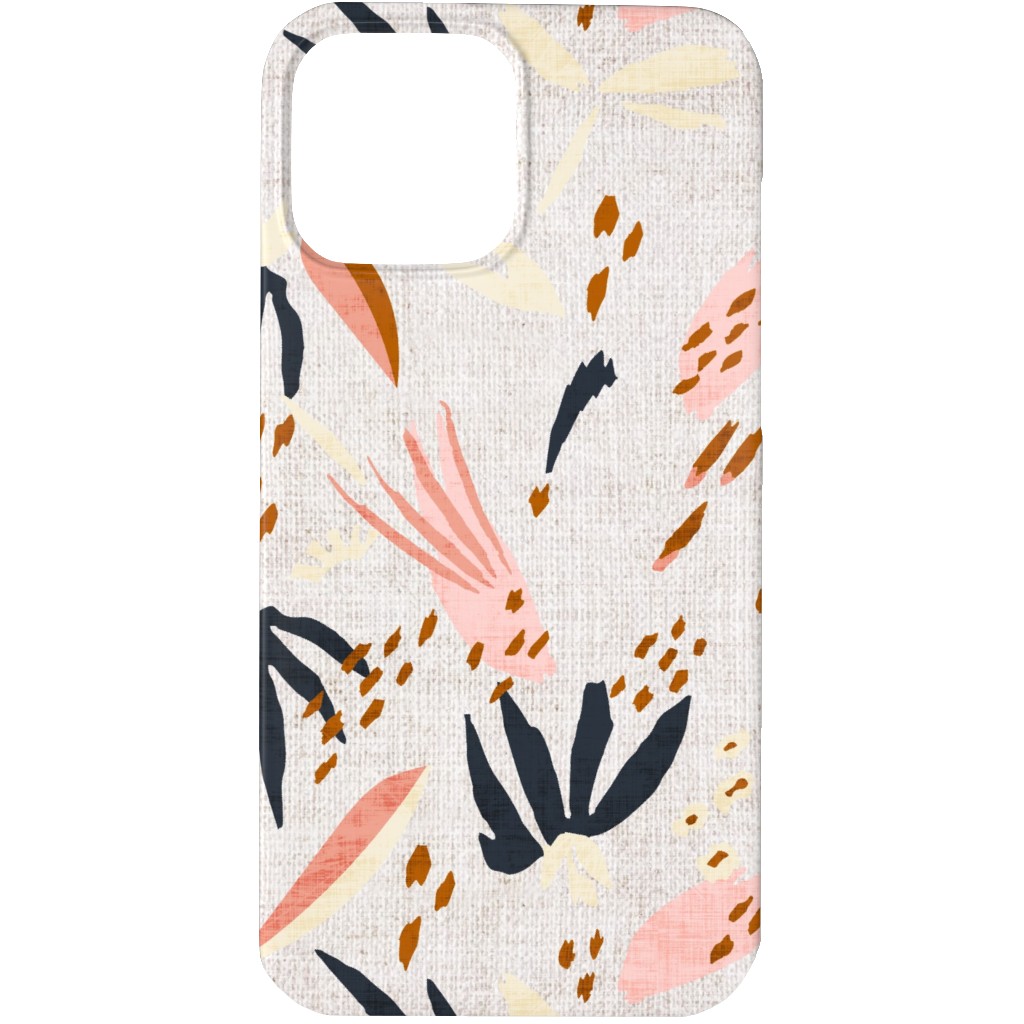 French Linen Floral - Pink Phone Case, Silicone Liner Case, Matte, iPhone 13 Pro Max, Pink