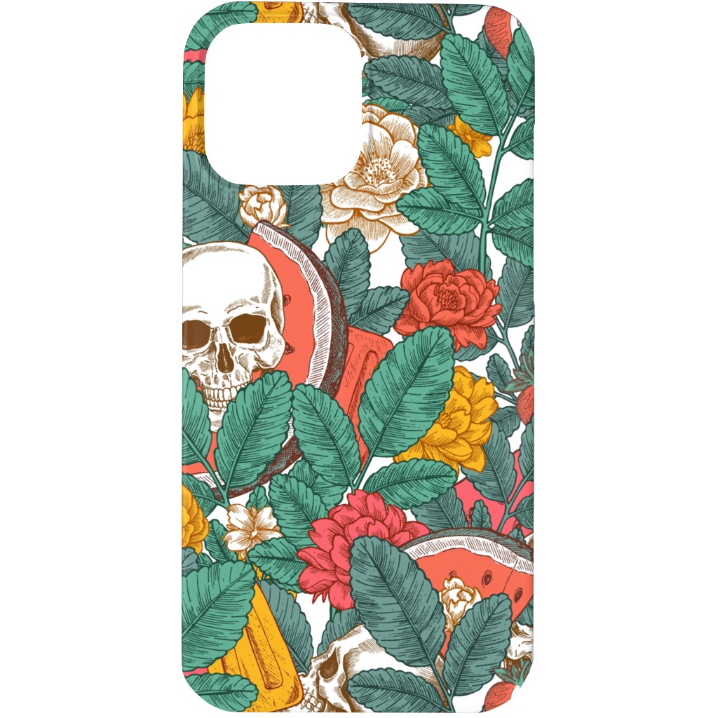 Summer Skull - Multi Phone Case, Silicone Liner Case, Matte, iPhone 13 Pro Max, Green