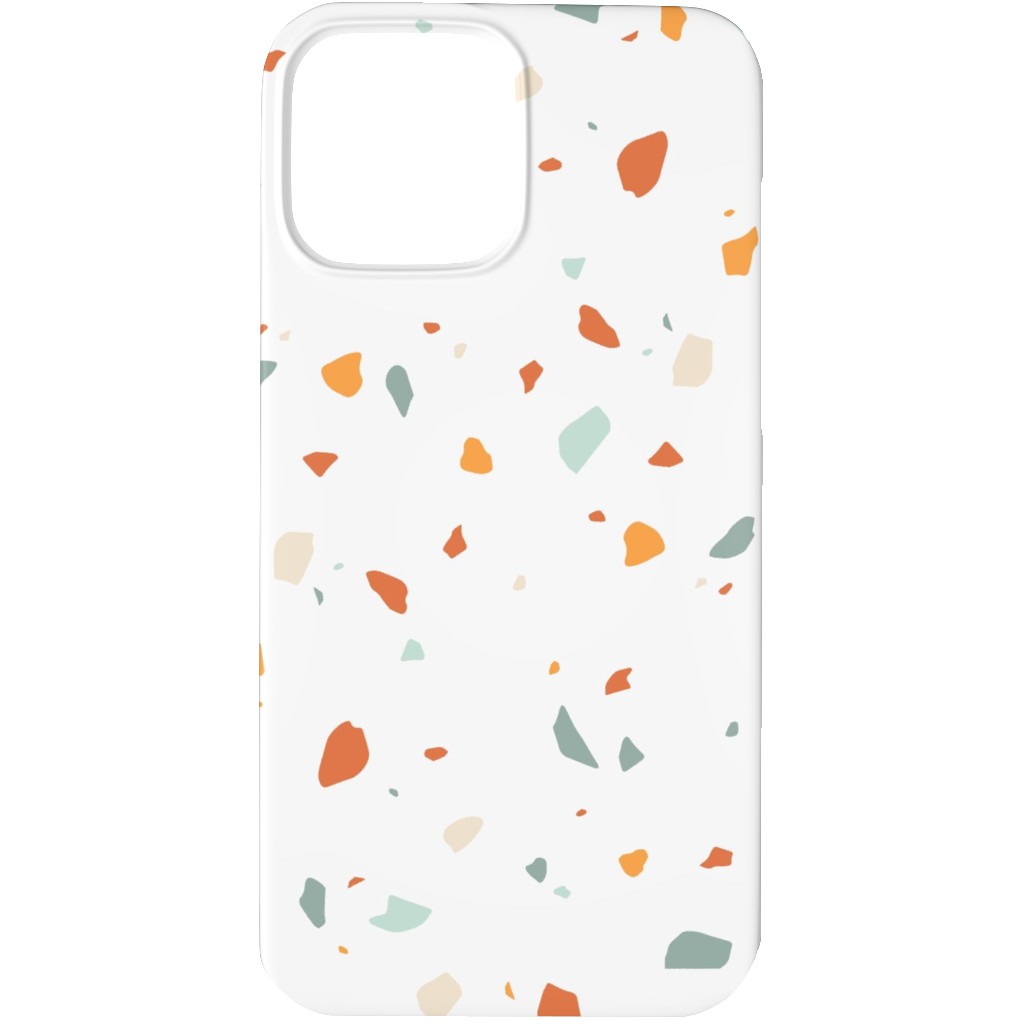 Terrazzo - Green and Orange on Cream Phone Case, Slim Case, Matte, iPhone 13 Pro Max, Beige