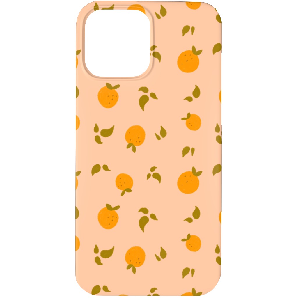 Oranges & Leaves on Peach Phone Case, Slim Case, Matte, iPhone 13 Pro Max, Orange