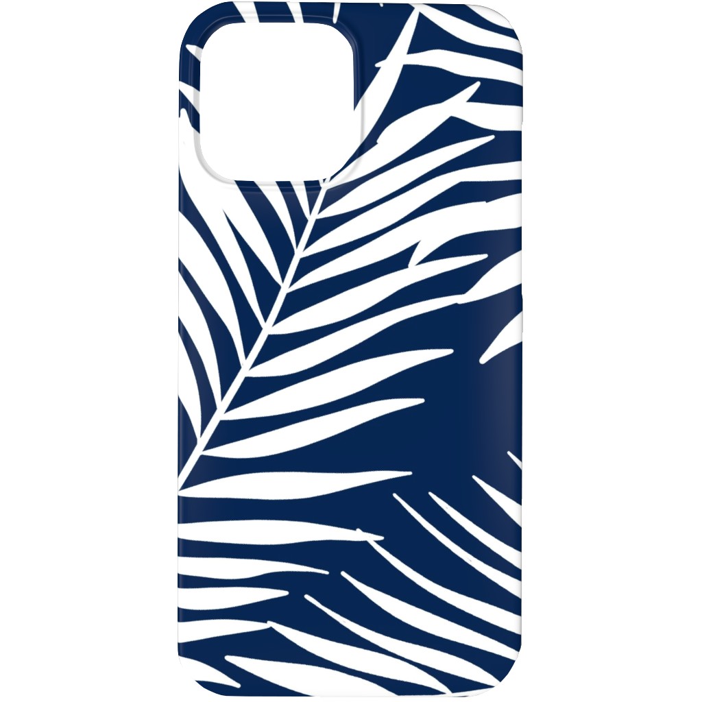 Palm Tree Leaves Phone Case, Slim Case, Matte, iPhone 13 Pro Max, Blue, Silhouette