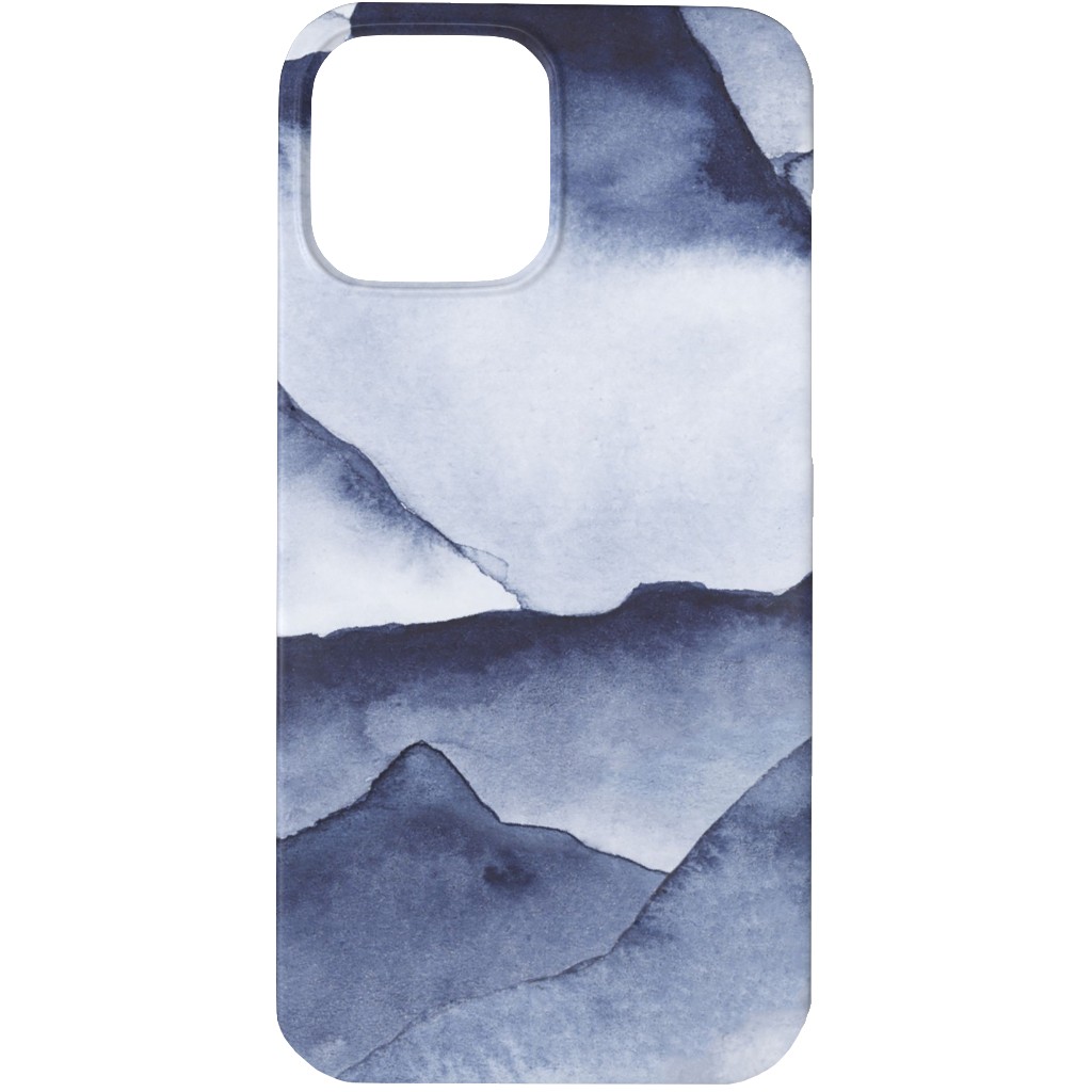 Watercolor Mountains - Blue Phone Case, Slim Case, Matte, iPhone 13 Pro Max, Blue