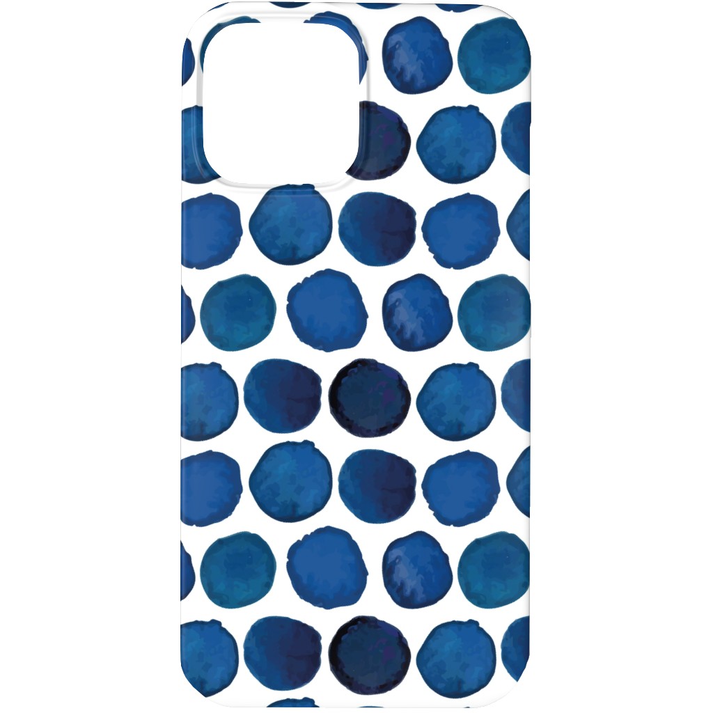 Watercolor Dots - Dark Phone Case, Slim Case, Matte, iPhone 13 Pro Max, Blue