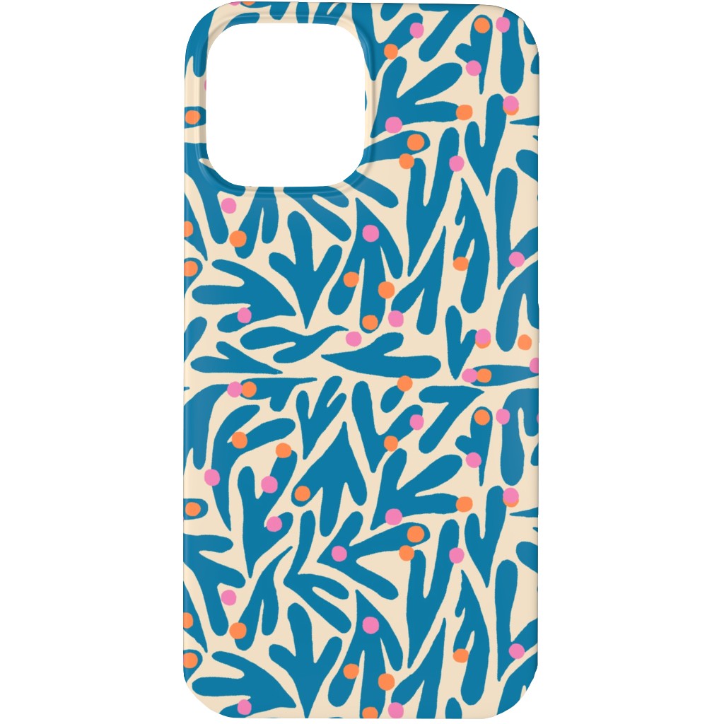Funky Flora - Blue and White Phone Case, Slim Case, Matte, iPhone 13 Pro Max, Blue