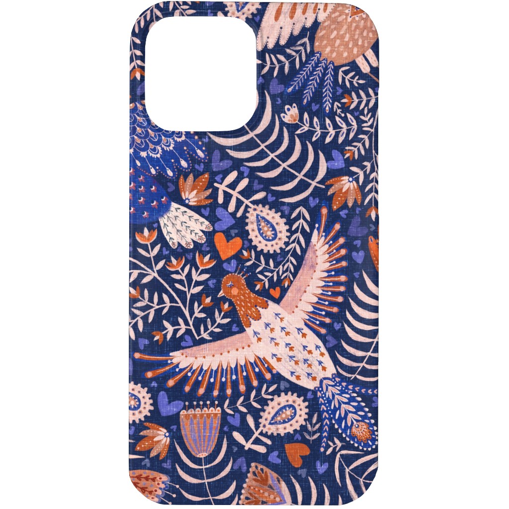 Swedish Folk Art Birds - Blue Phone Case, Slim Case, Matte, iPhone 13 Pro Max, Blue, True Blue