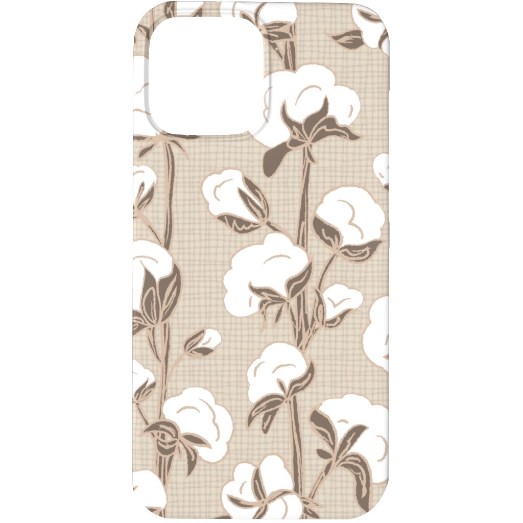 Cotton Stalk Stripe - Brown Phone Case, Slim Case, Matte, iPhone 13 Pro Max, Beige