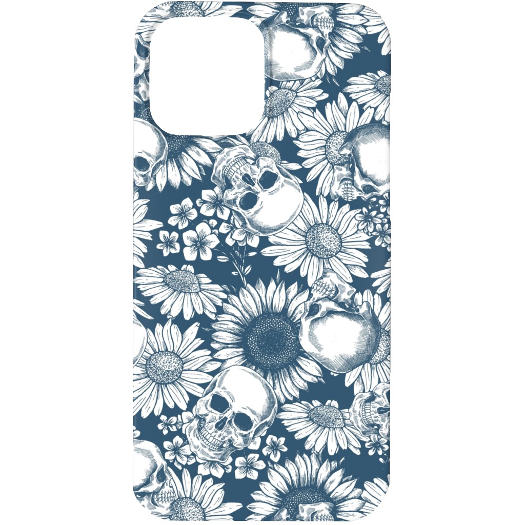 Floral Skull - Blue Phone Case, Slim Case, Matte, iPhone 13 Pro Max, Blue