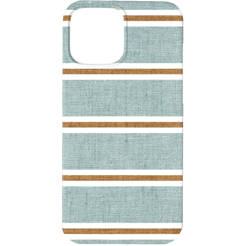 Stripes, Magnolia Flowers Coordinate - Rust on Blue Phone Case, Silicone Liner Case, Matte, iPhone 13 Pro, Green