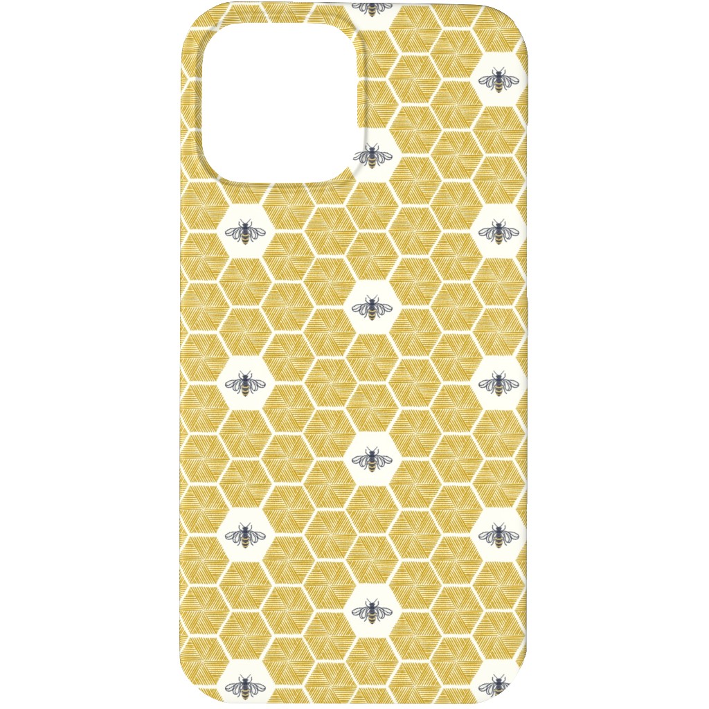 Bees Stitched Honeycomb - Gold Phone Case, Silicone Liner Case, Matte, iPhone 13 Pro, Yellow, Classic Yellow