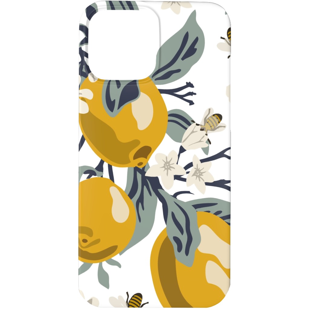 Bees & Lemons Phone Case, Silicone Liner Case, Matte, iPhone 13 Pro, Yellow, Antique White
