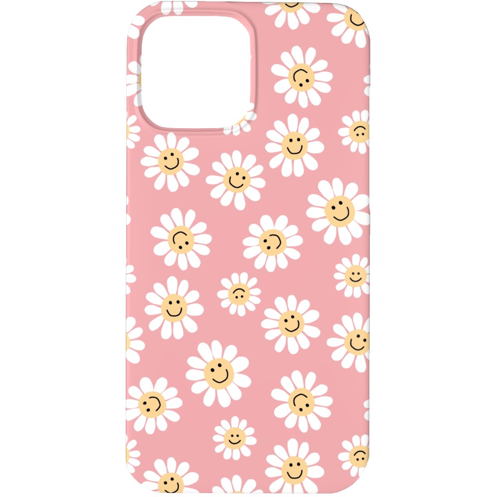 Smiley Daisy Flowers - Pink Phone Case, Silicone Liner Case, Matte, iPhone 13 Pro, Pink