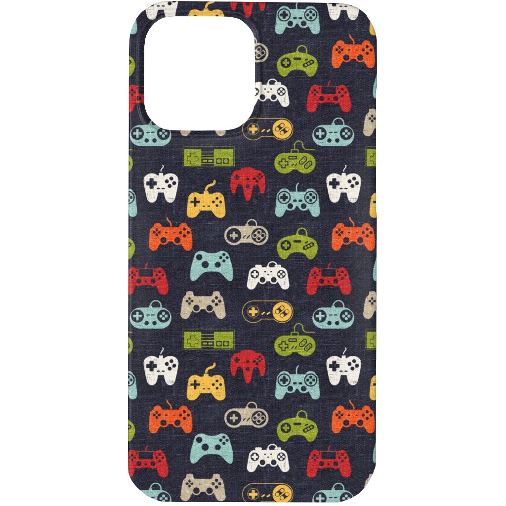 Game Controllers - Navy Multi Phone Case, Silicone Liner Case, Matte, iPhone 13 Pro, Multicolor