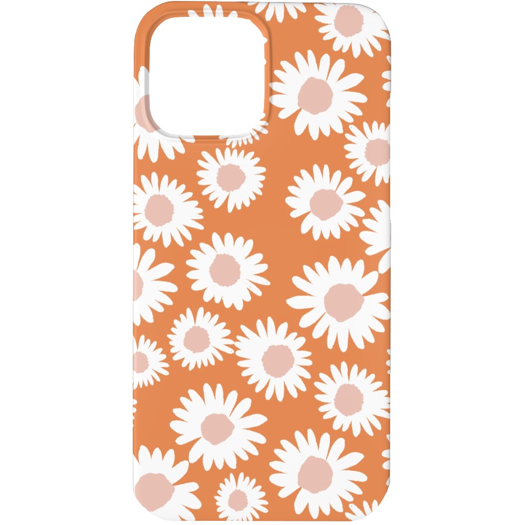 Boho Daisies - Flowers - Muted Orange and Blush Phone Case, Silicone Liner Case, Matte, iPhone 13 Pro, Orange, Orange