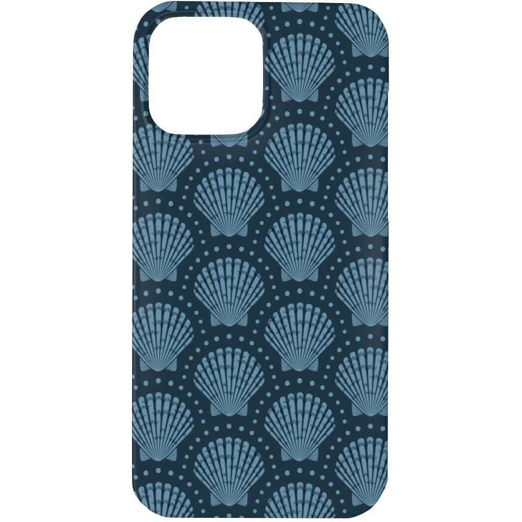 Pretty Scallop Shells - Navy Blue Phone Case, Silicone Liner Case, Matte, iPhone 13 Pro, Blue