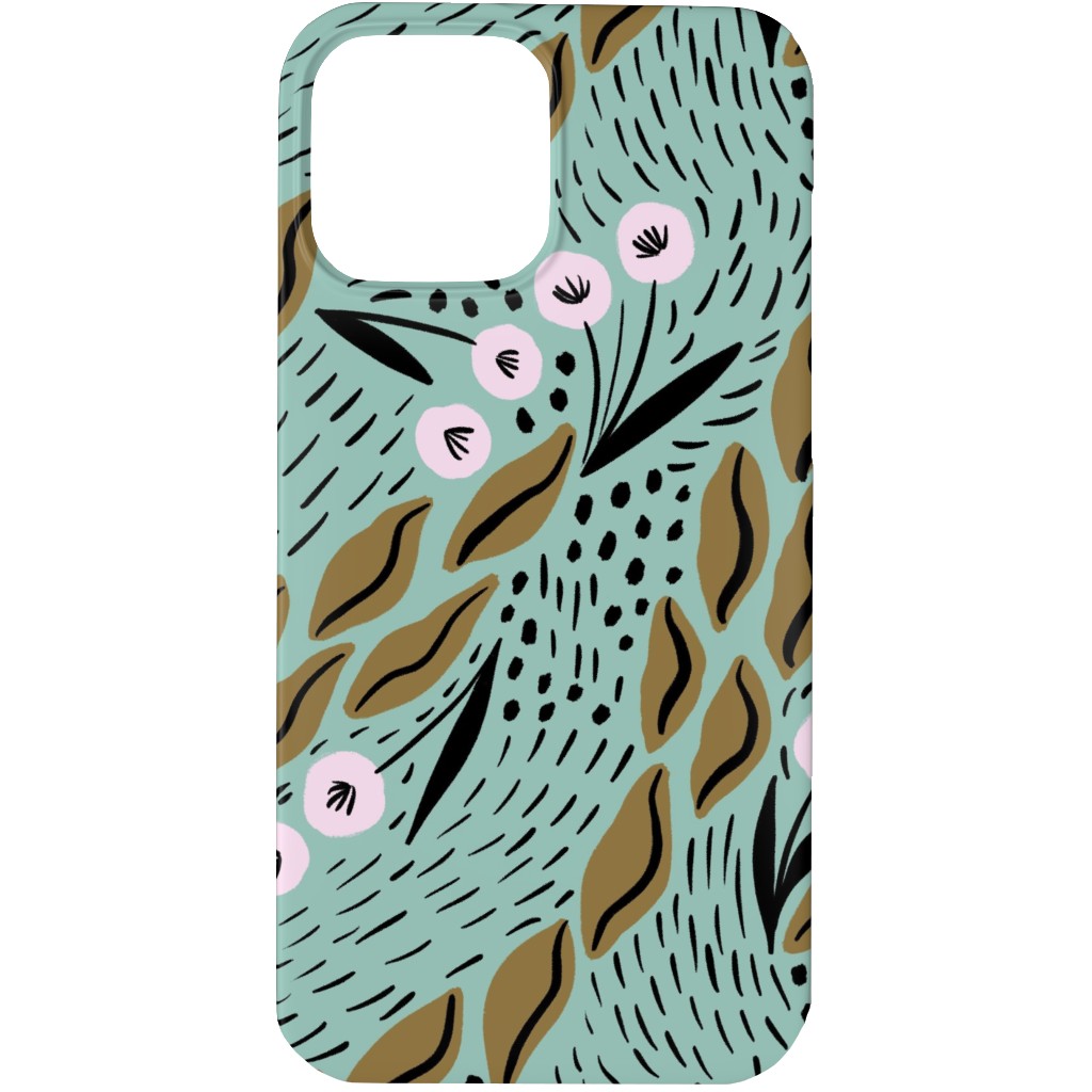 Flower Patch Lane on Mint Phone Case, Silicone Liner Case, Matte, iPhone 13 Pro, Green