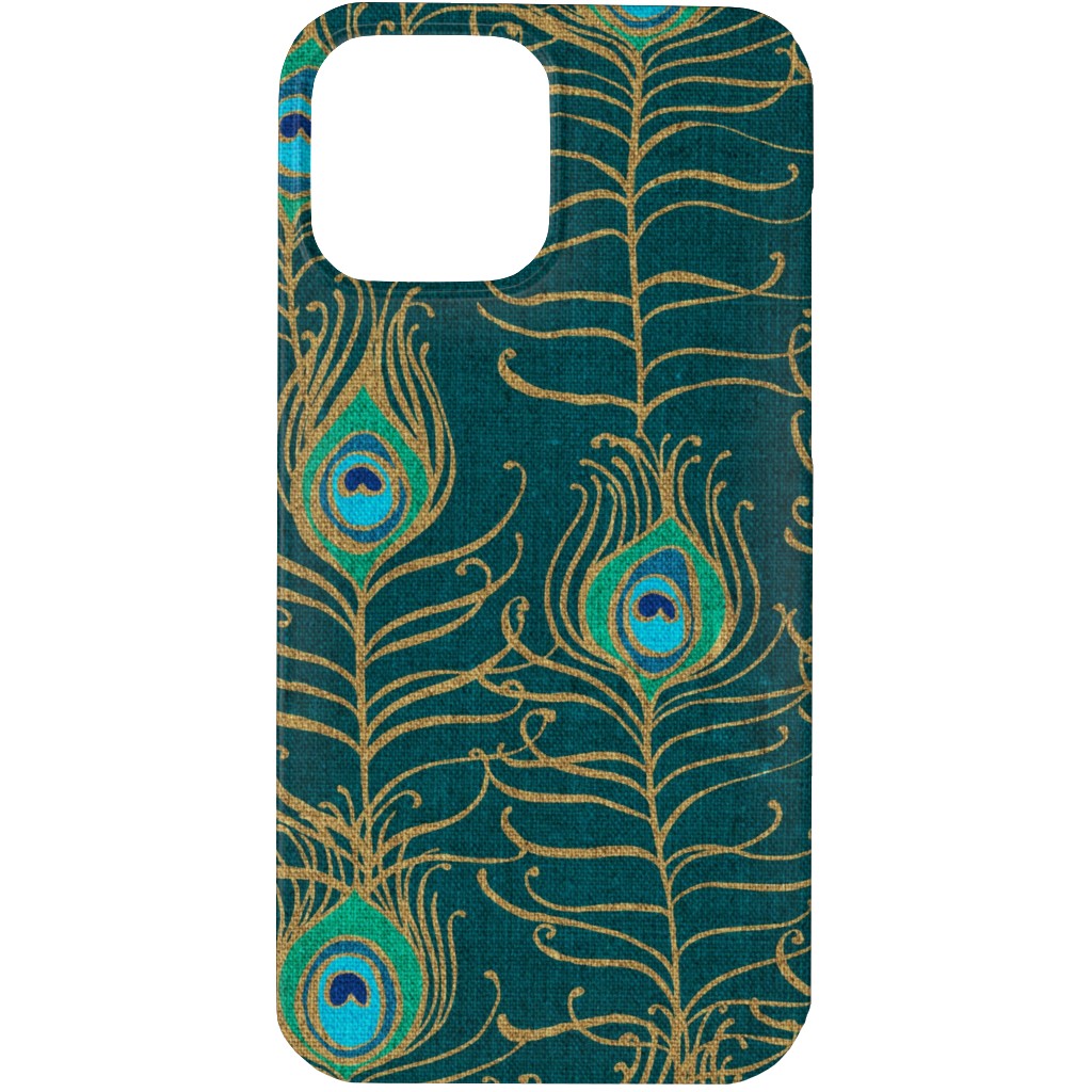 Peacock Feather Nouveau - Emerald Phone Case, Silicone Liner Case, Matte, iPhone 13 Pro, Green