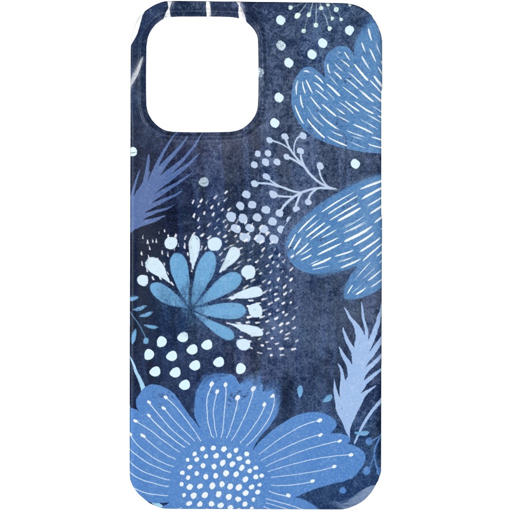 Shibori Flower Abundance - Blue Phone Case, Silicone Liner Case, Matte, iPhone 13 Pro, Blue, True Blue