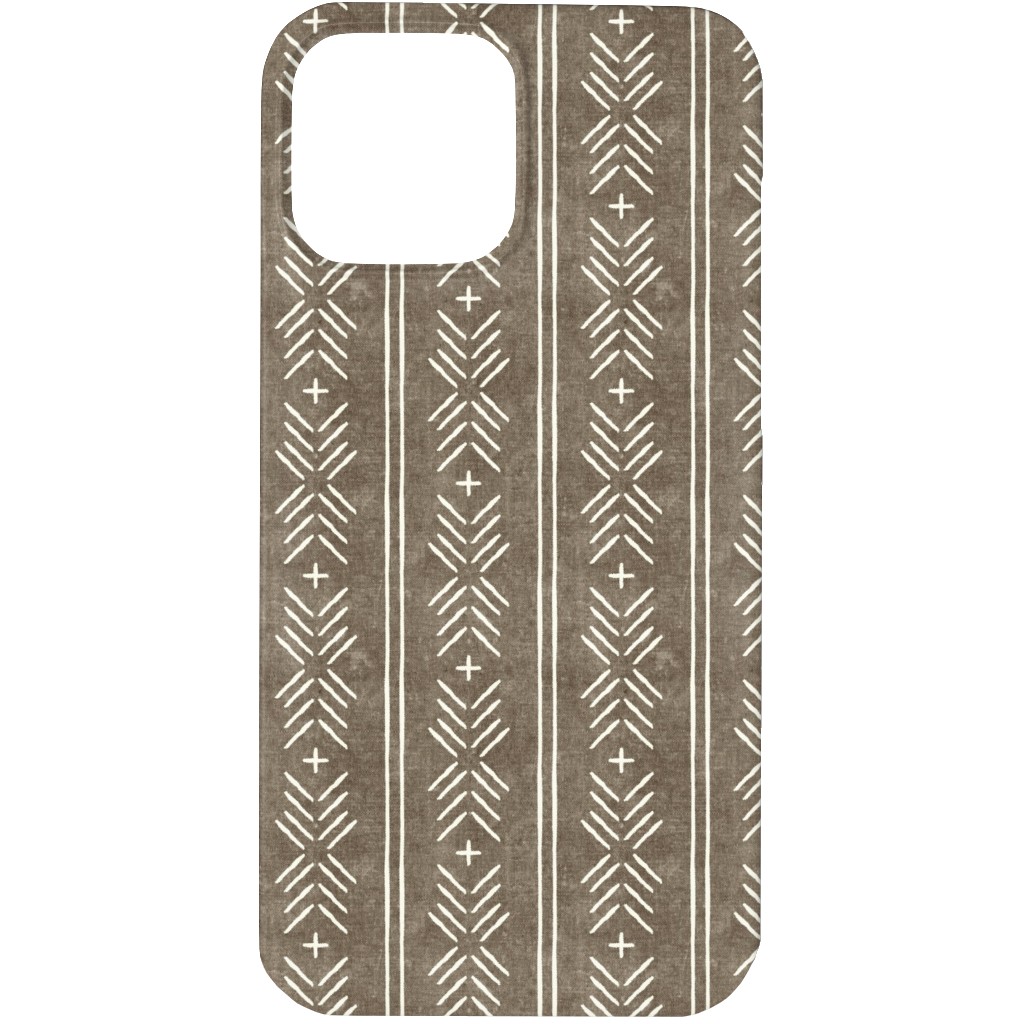 Mudcloth Arrow Stripes - Golden Beige Phone Case, Silicone Liner Case, Matte, iPhone 13 Pro, Brown