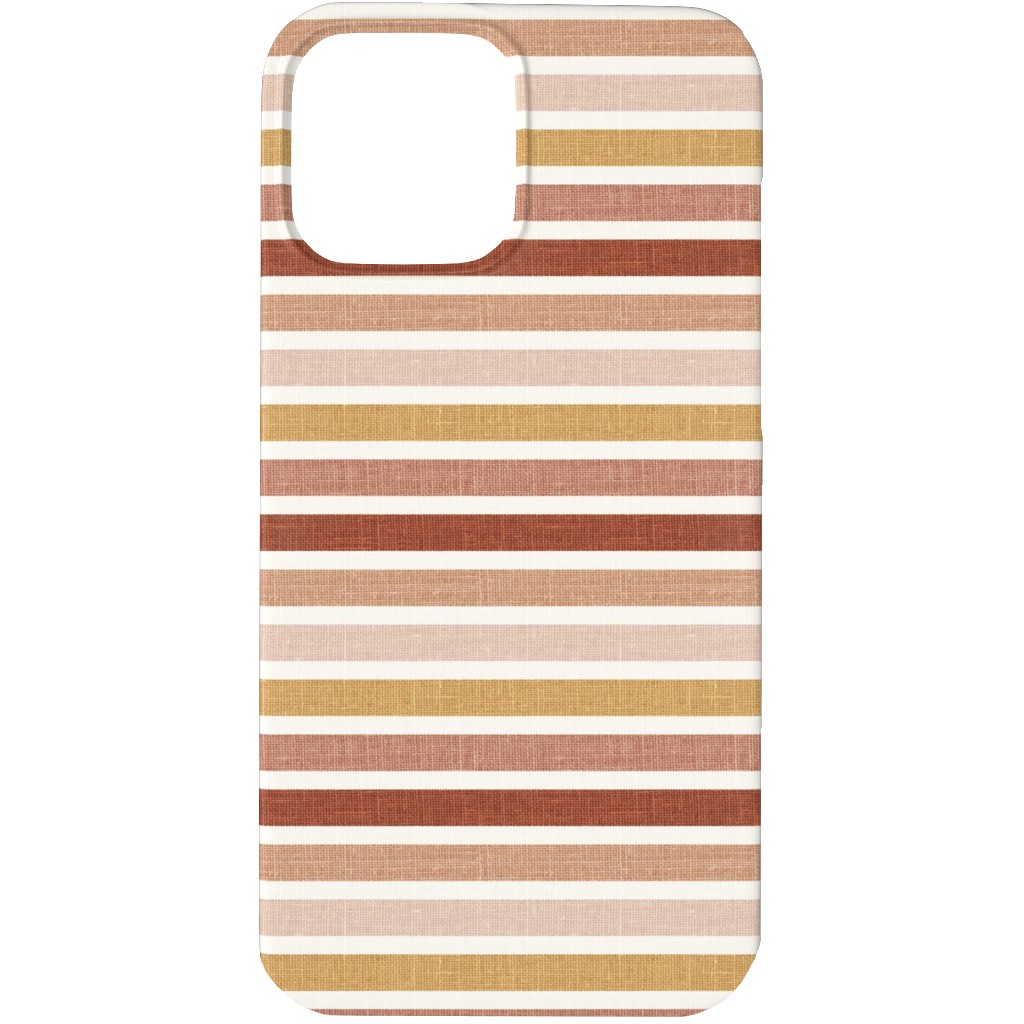 Retro Stripes - Pink on Faux Linen Phone Case, Slim Case, Matte, iPhone 13 Pro, Pink, Bright Pink