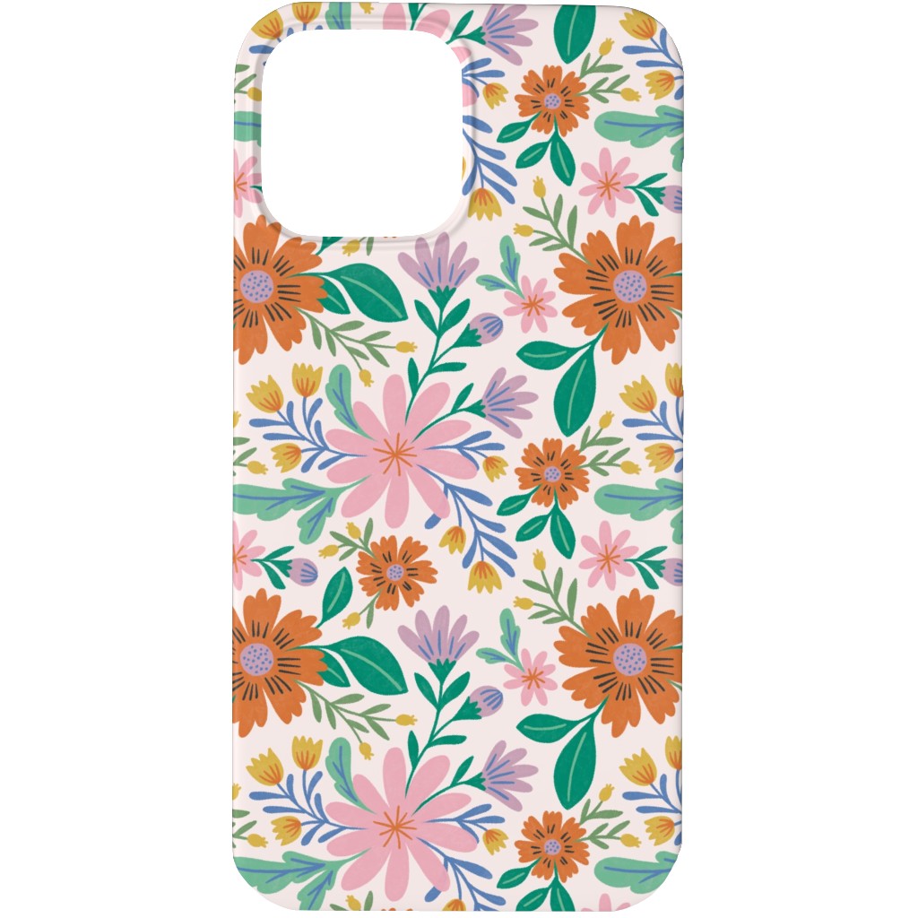 Happy Flowers - Pink Multi Phone Case, Slim Case, Matte, iPhone 13 Pro, Pink