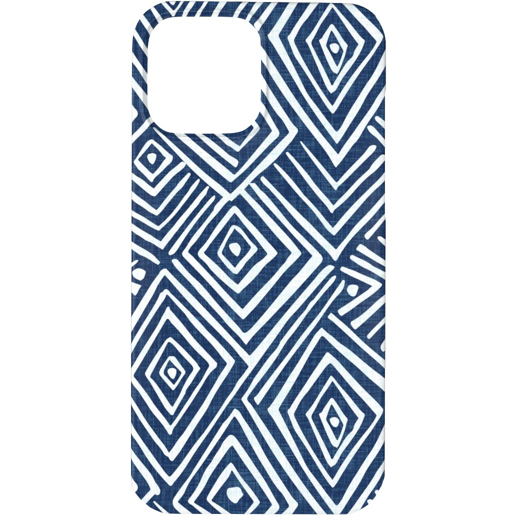 Diamond Mud Cloth -Blue Phone Case, Slim Case, Matte, iPhone 13 Pro, Blue, True Blue