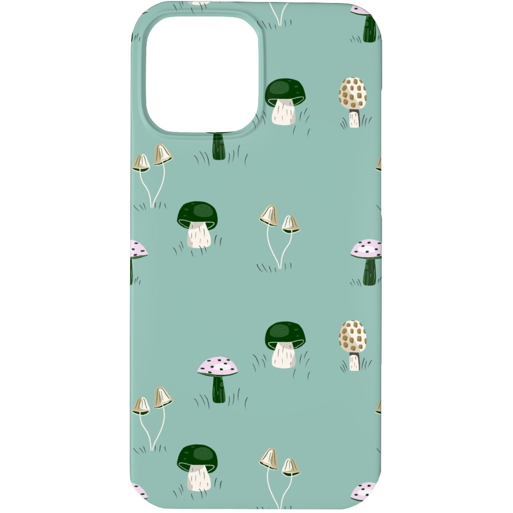 Mushroom Field - Green Phone Case, Slim Case, Matte, iPhone 13 Pro, Green, Classic Green