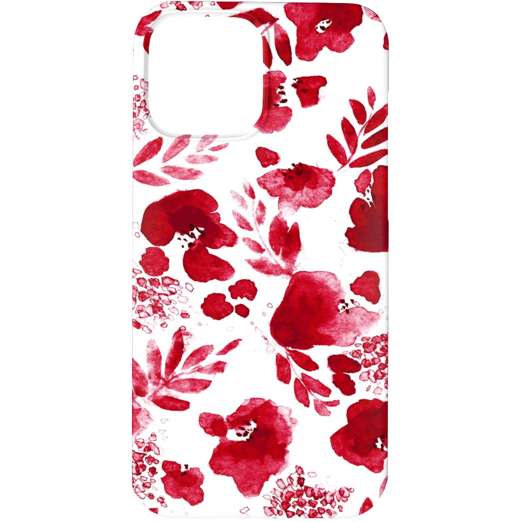 Floret Floral - Red Phone Case, Slim Case, Matte, iPhone 13 Pro, Red, Red