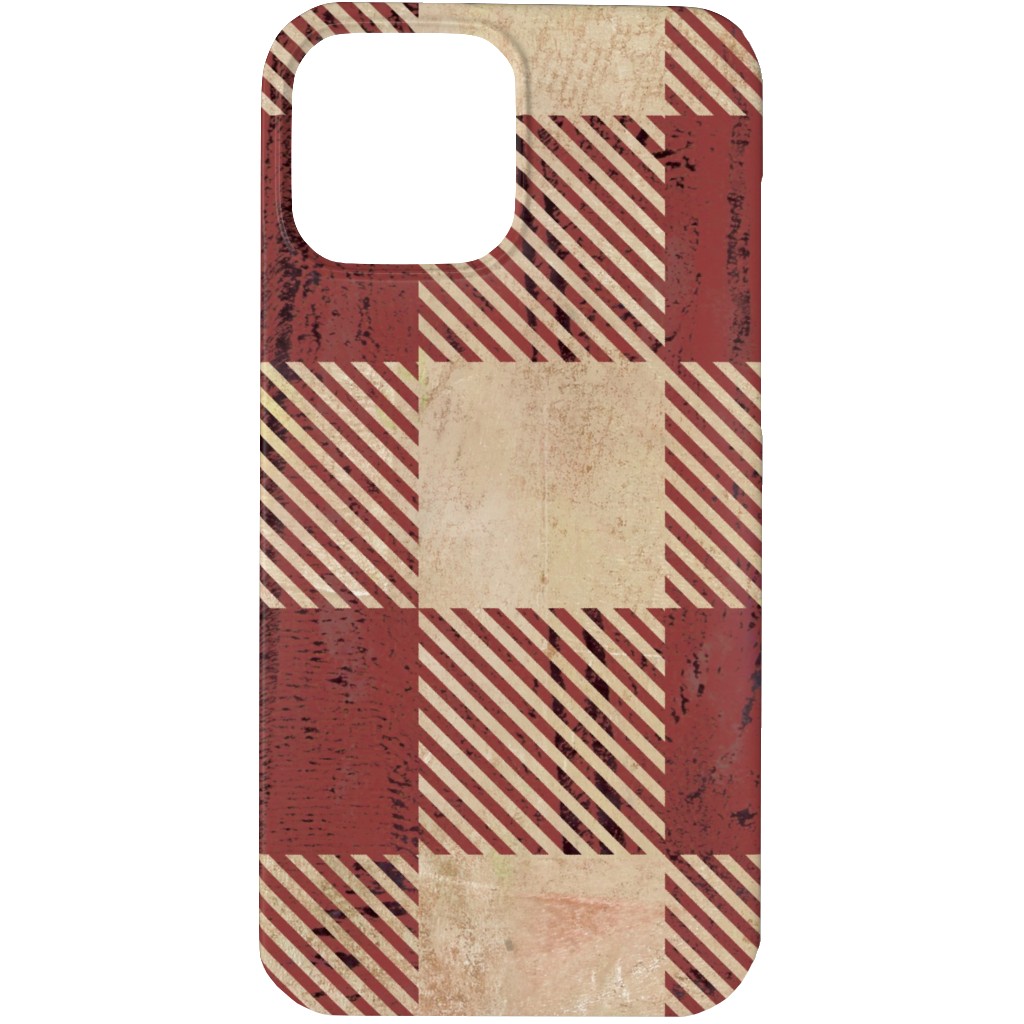 Rustic Buffalo Plaid - Red Phone Case, Slim Case, Matte, iPhone 13 Pro, Red, Red