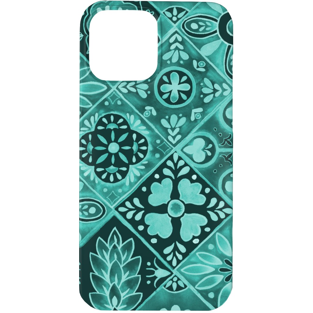Watercolor Talavera Tiles Phone Case, Slim Case, Matte, iPhone 13 Pro, Green