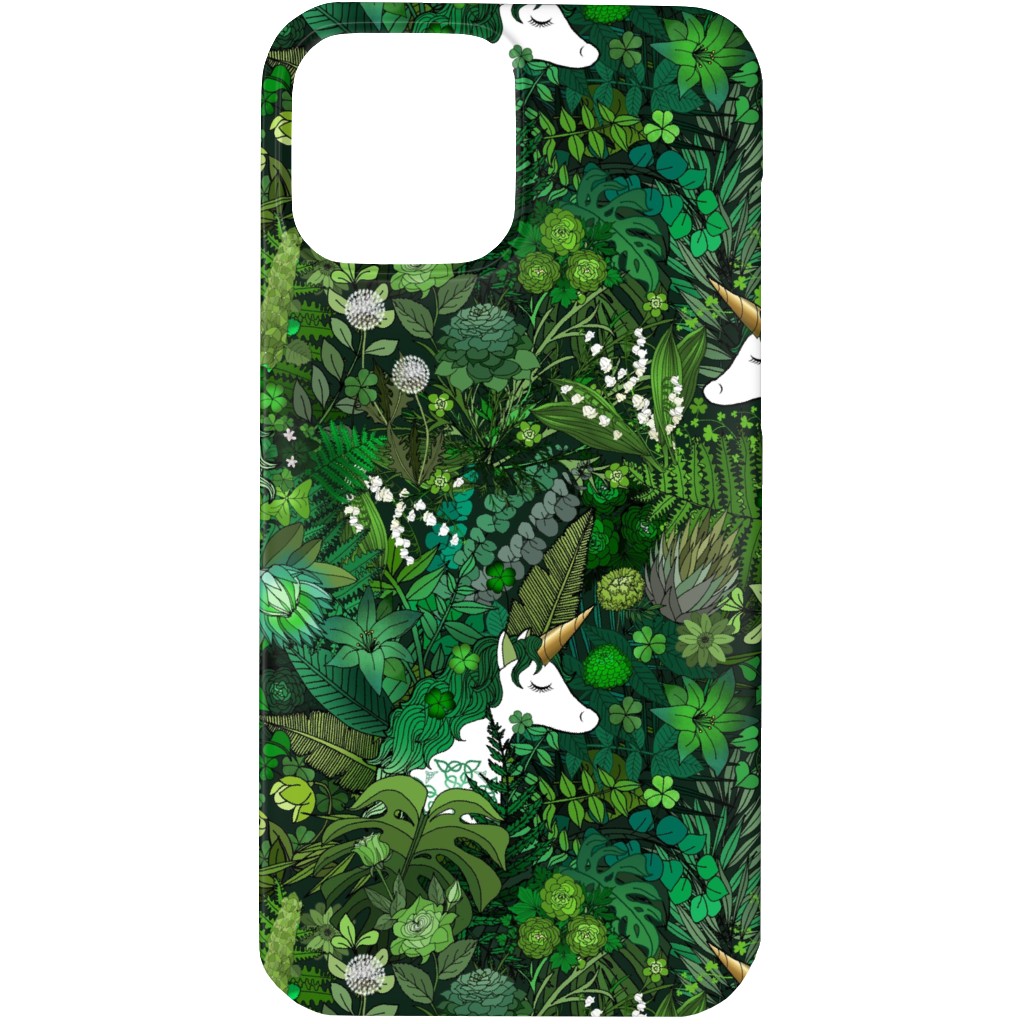 Irish Unicorn in a Green Garden Phone Case, Slim Case, Matte, iPhone 13 Pro, Green