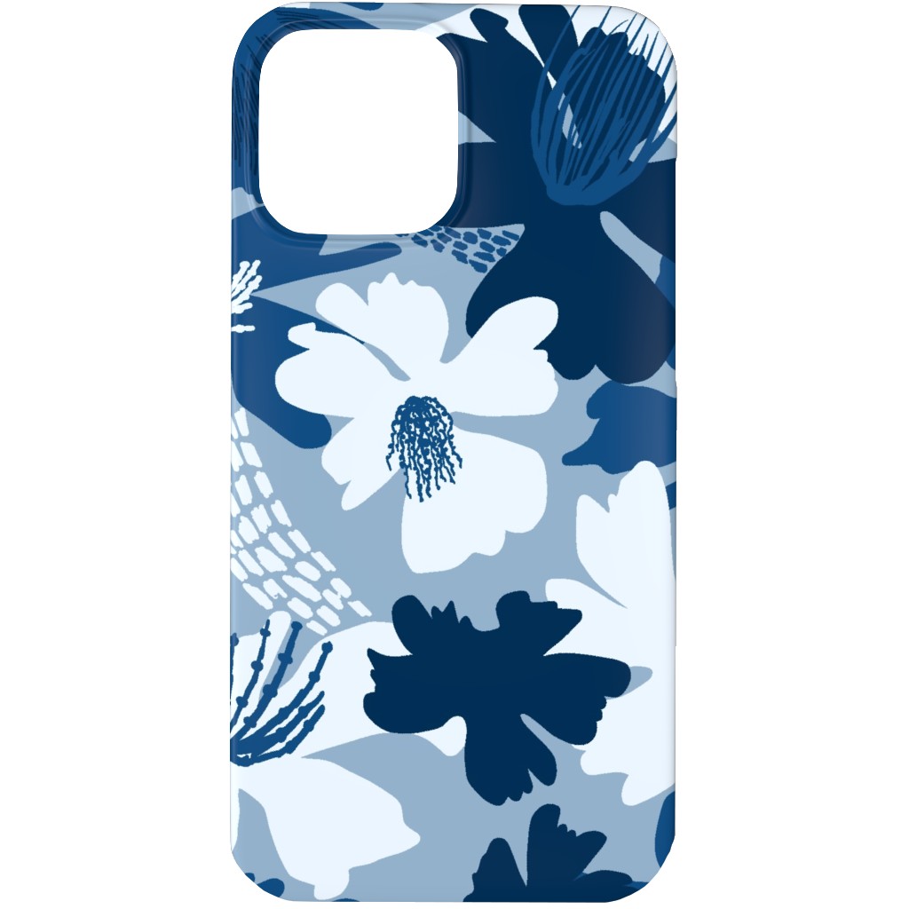 Barely Blue Floral Phone Case, Slim Case, Matte, iPhone 13 Pro, Blue, True Blue