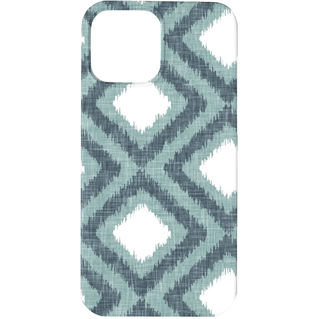 Ikat Diamonds - Dusty Blue Phone Case, Slim Case, Matte, iPhone 13 Pro, Blue, True Blue