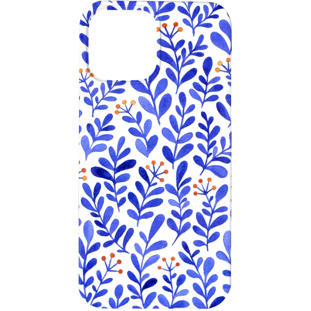Leaves - Blue Phone Case, Slim Case, Matte, iPhone 13 Pro, Blue