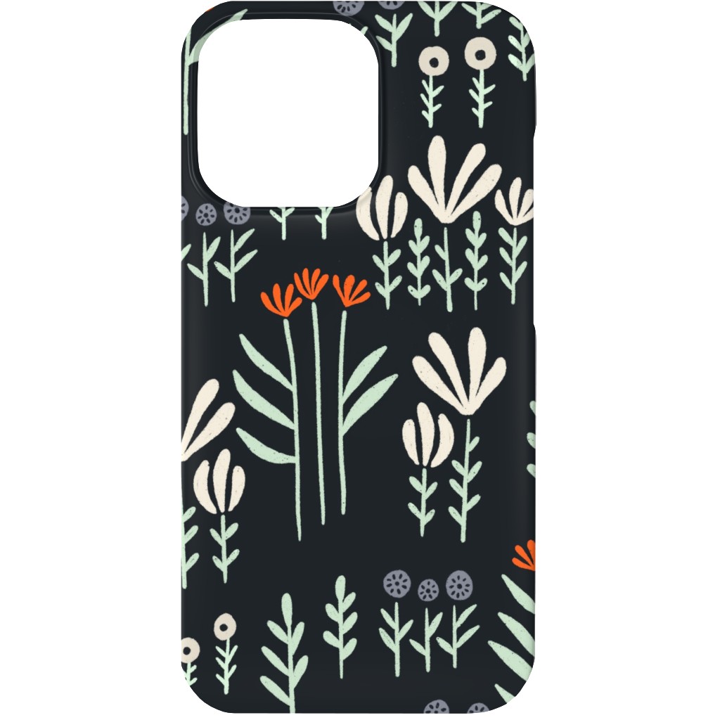 Delicate Floral - Orange and White Phone Case, Silicone Liner Case, Matte, iPhone 13, Black, Black