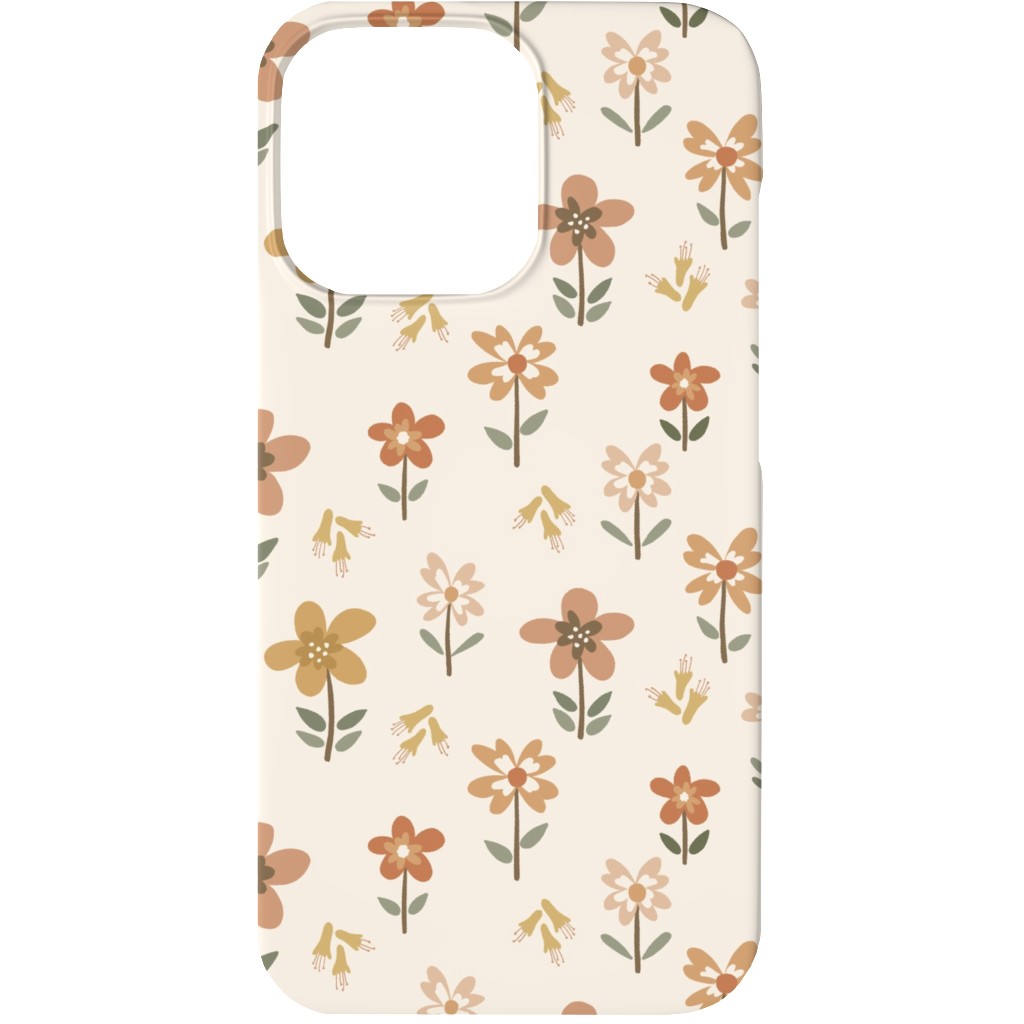 Retro Park Wildflowers Phone Case, Silicone Liner Case, Matte, iPhone 13, Beige