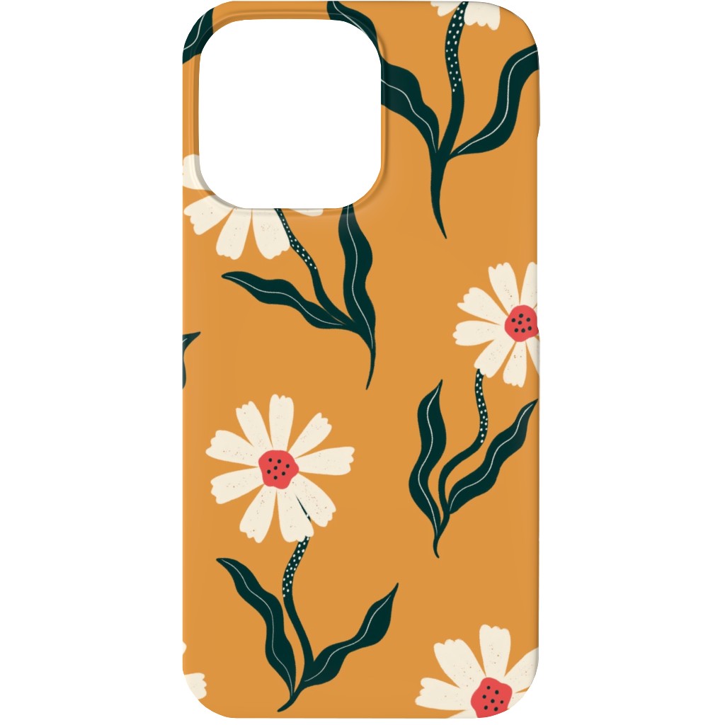 Flower Power - Orange Phone Case, Silicone Liner Case, Matte, iPhone 13, Yellow